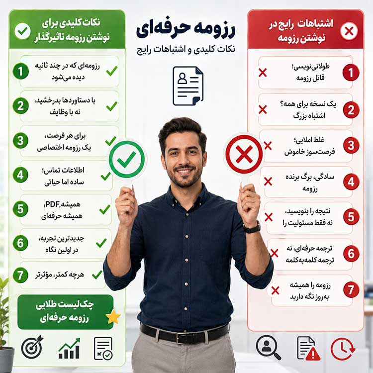 نکات و اشتباهات نوشتن رزومه