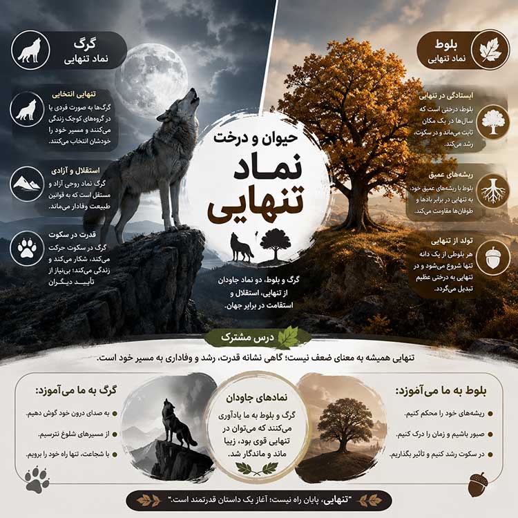 حیوان و درخت نماد تنهایی