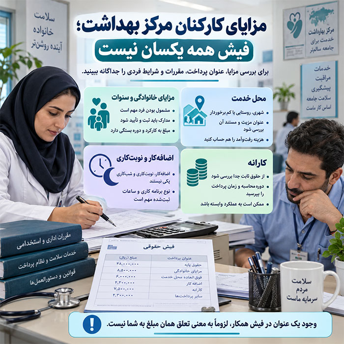 مزایای کارکنان مرکز بهداشت